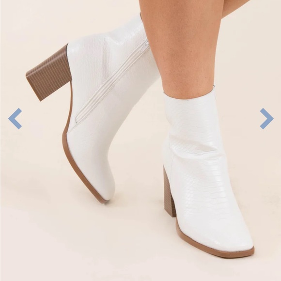 White Ankle Zip Booties - Picture 6 of 12